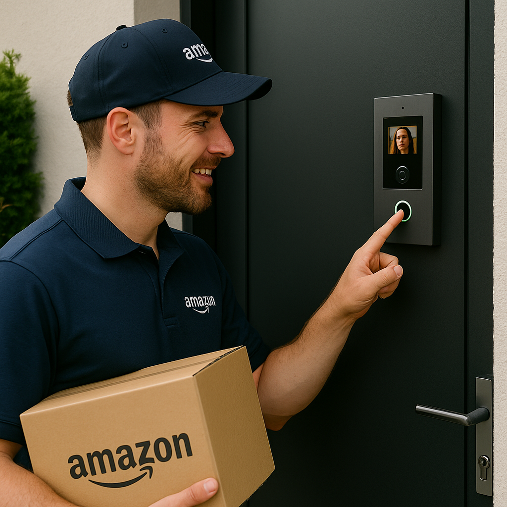 Paketbote spricht über die Loxone Türsprechanlage