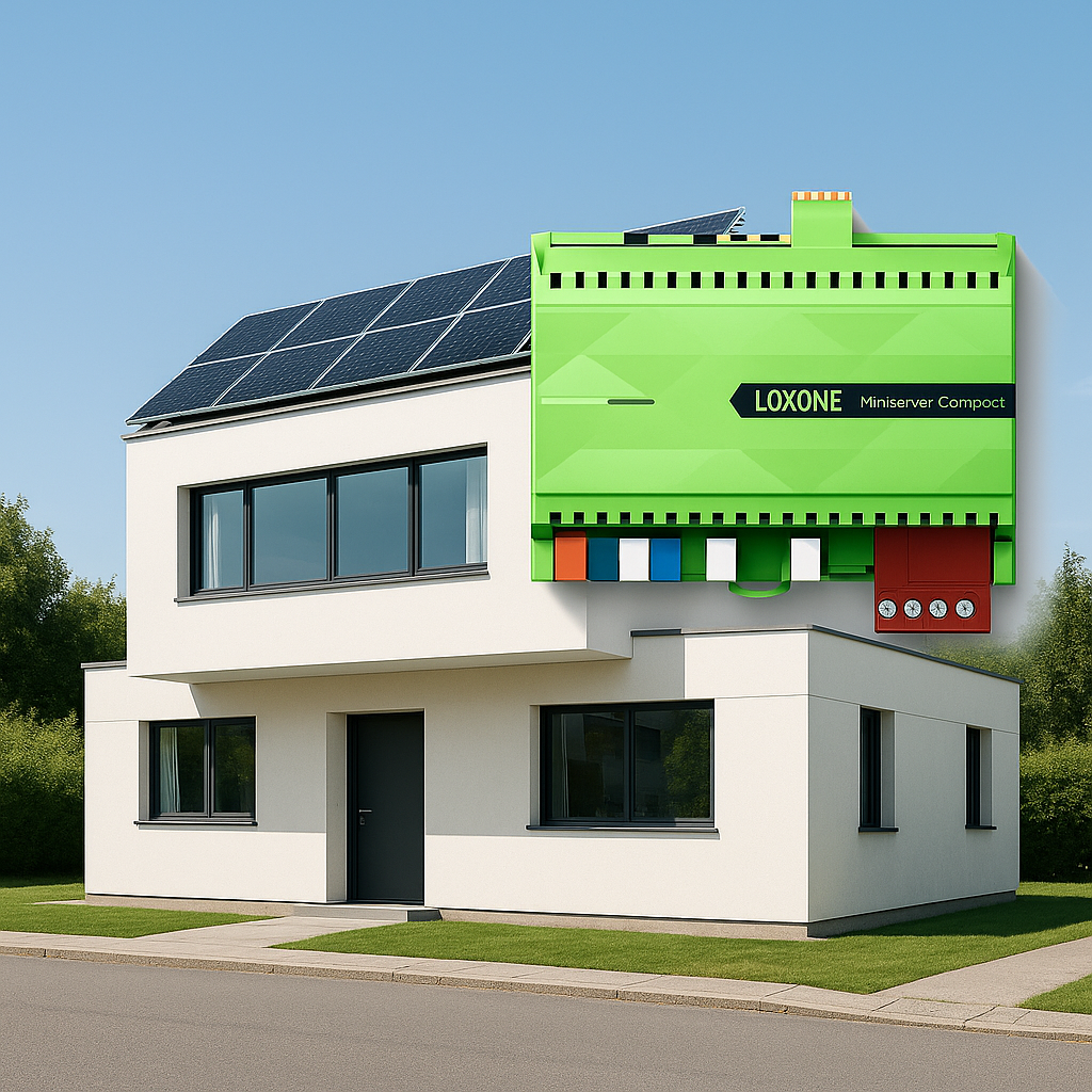 Modernes Haus mit Photovoltaikanlage und Loxone Energiemanagement