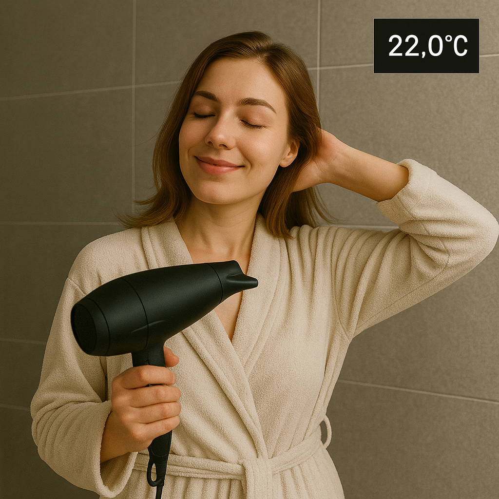 Frau genießt die Wohlfühltemperatur im Bad